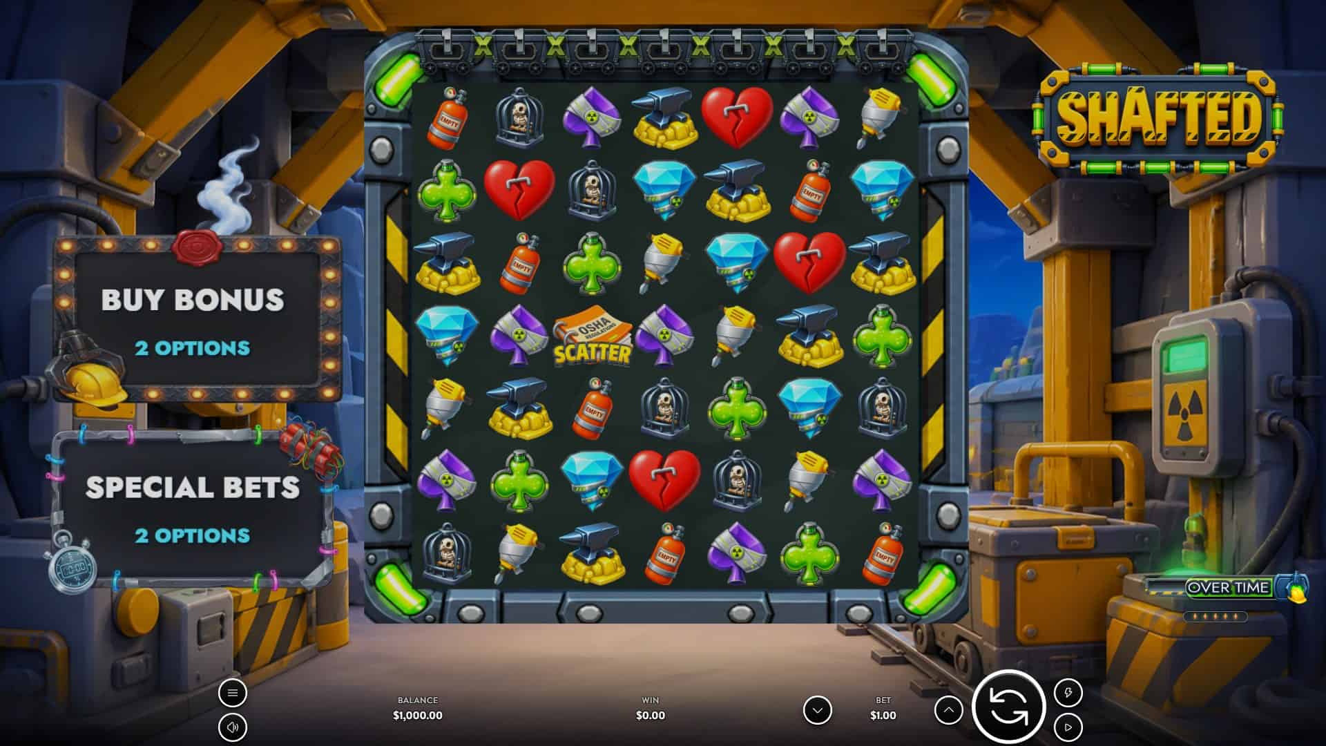 Shafted slot gameplay reels