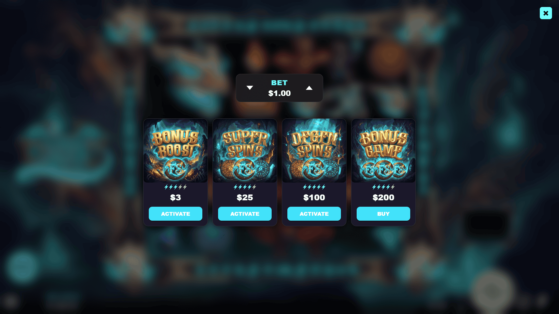 Eternal Dragon Souls bonus buy menu