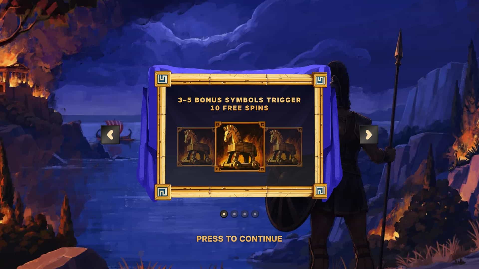 Troy slot intro screen