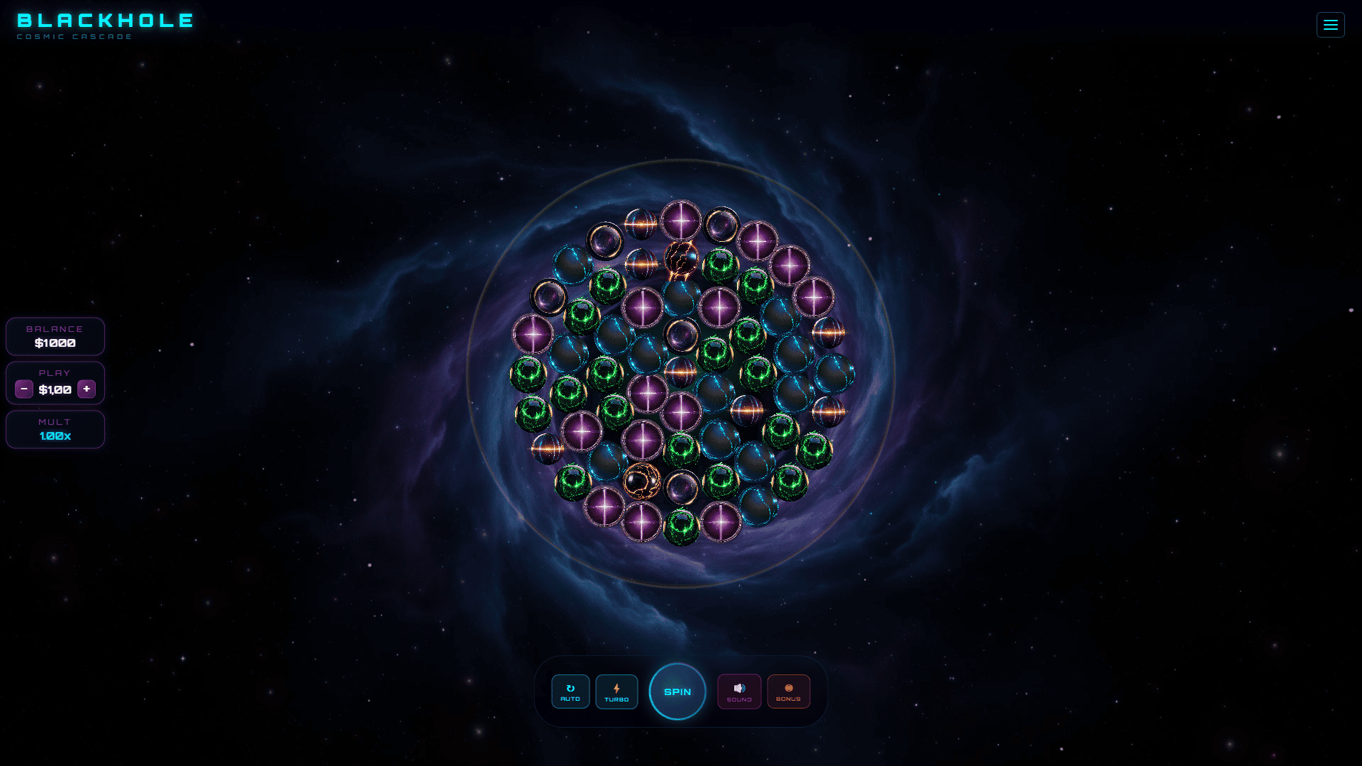 Blackhole slot gameplay reels