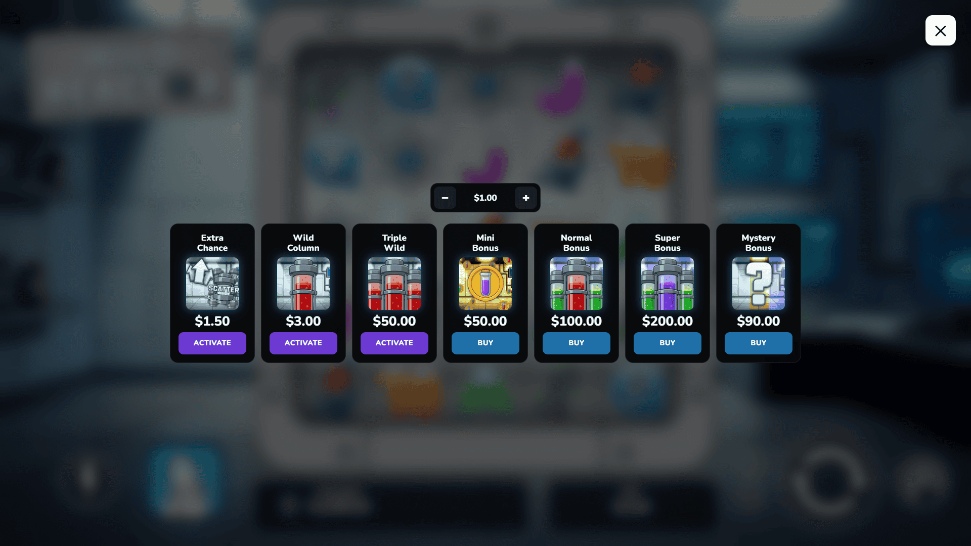 Wild Reactor bonus buy menu