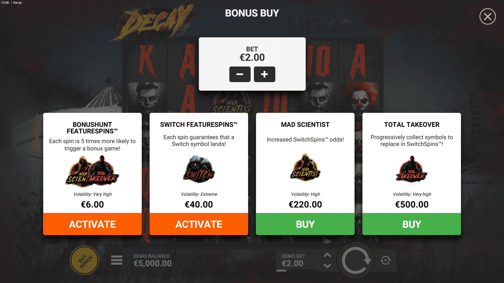 Decay bonus buy menu