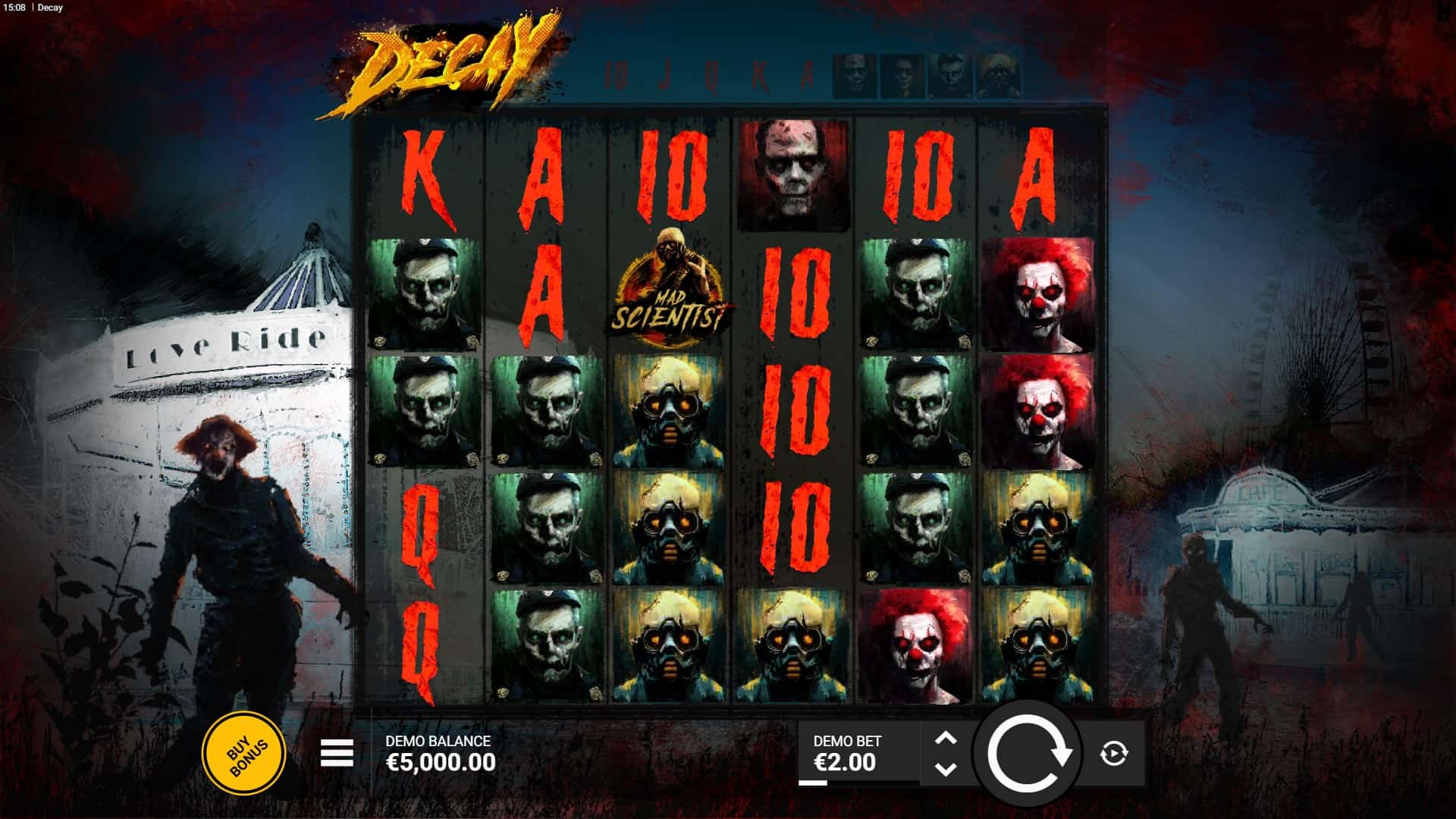 Decay slot gameplay reels