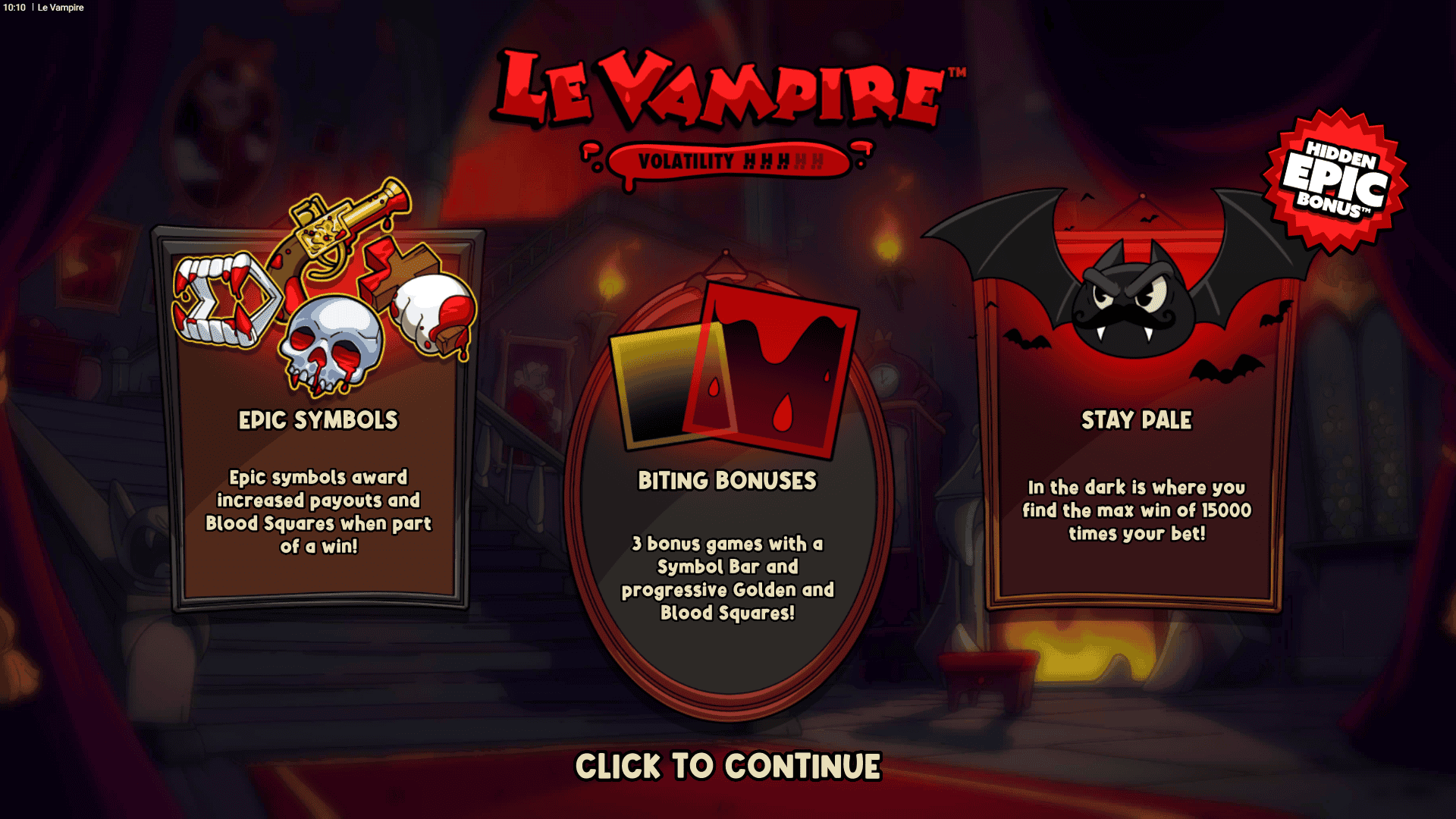 Le Vampire slot intro screen