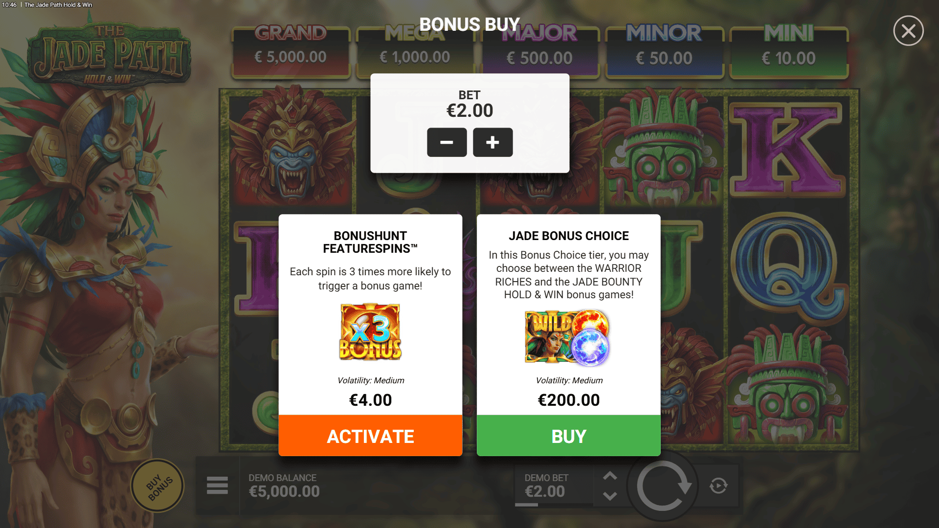 The Jade Path Hold & Win bonus buy menu