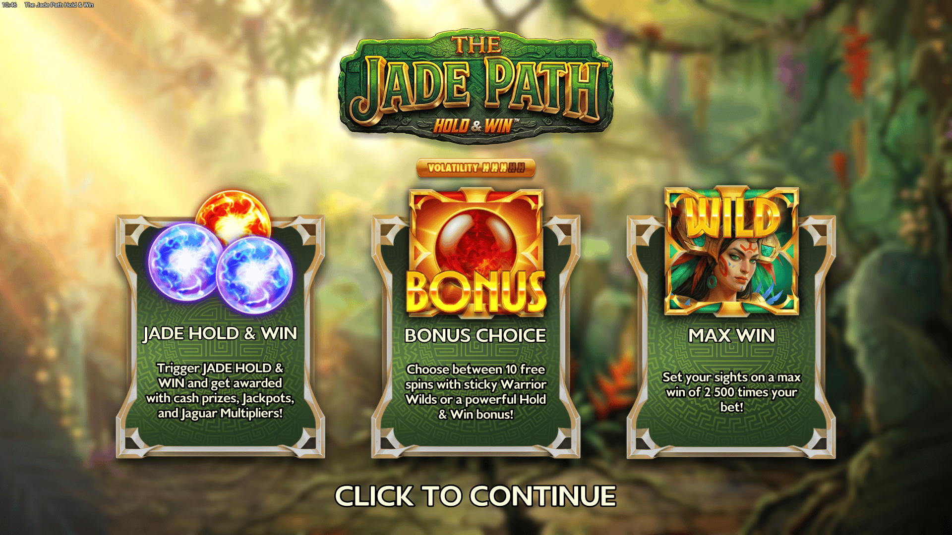 The Jade Path Hold & Win slot intro screen