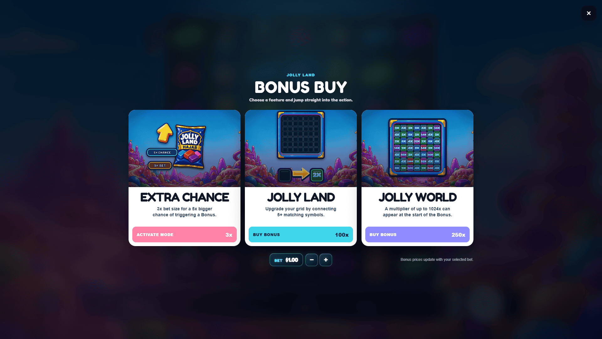 Jolly Land bonus buy menu