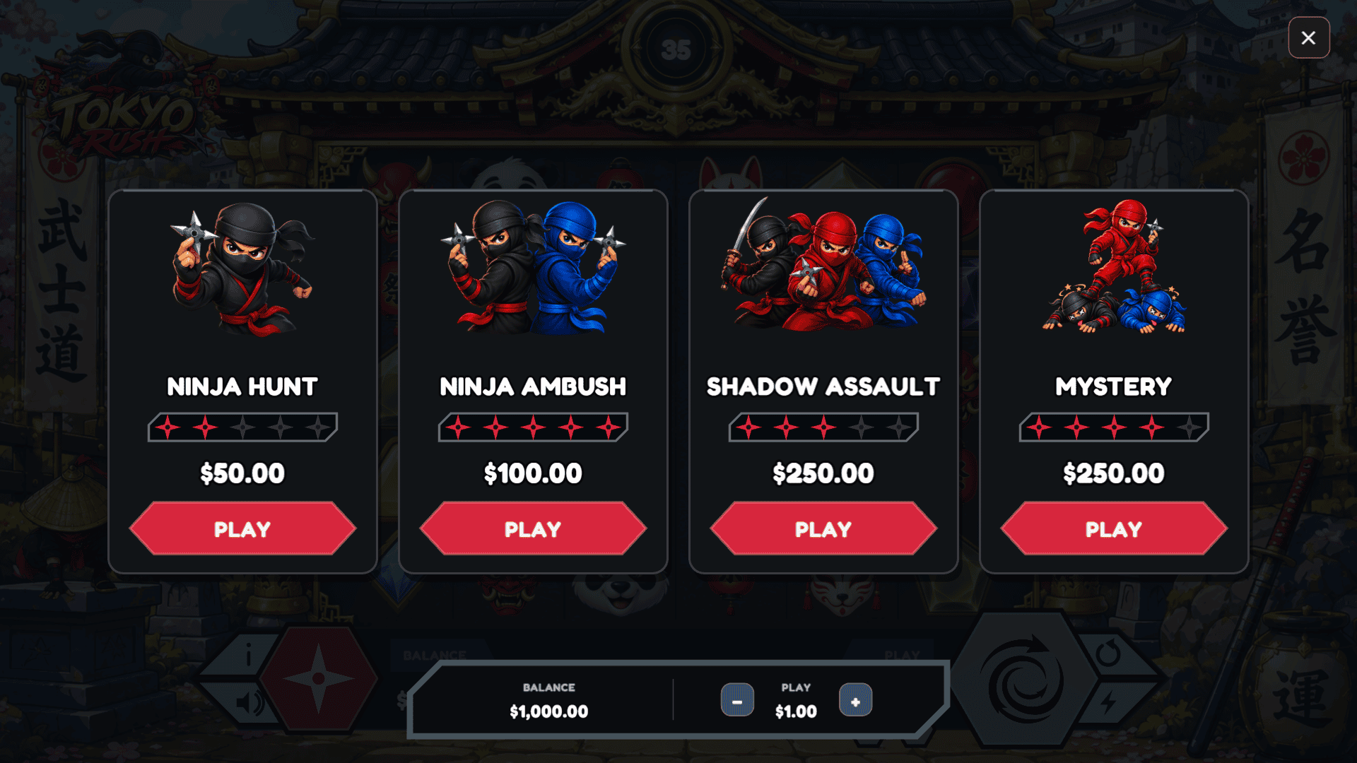Tokyo Rush bonus buy menu