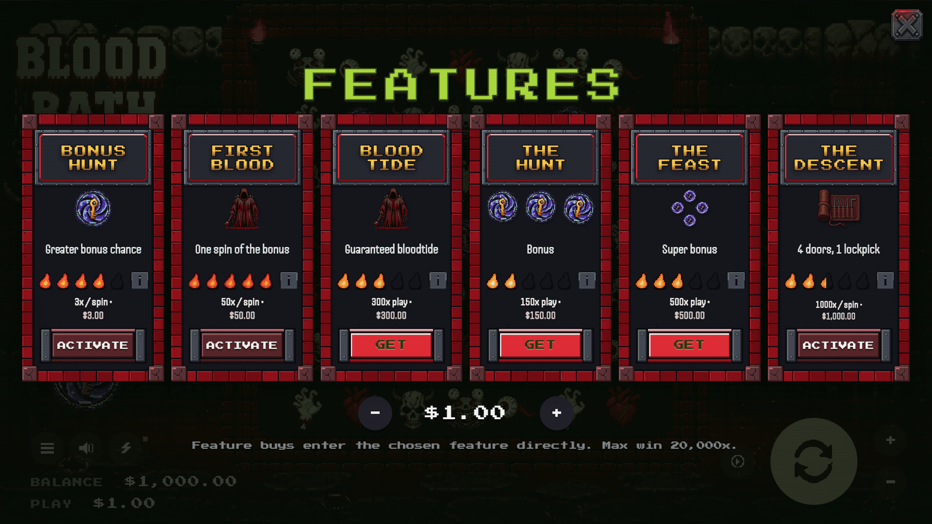Bloodbath bonus buy menu