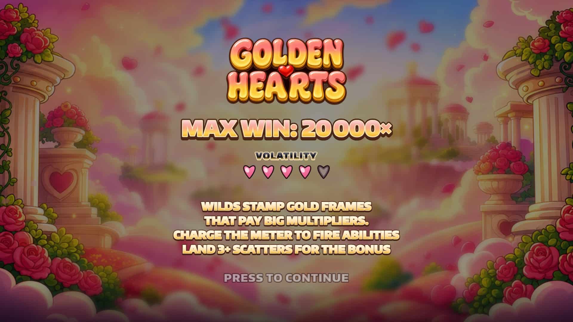 Golden Hearts slot intro screen
