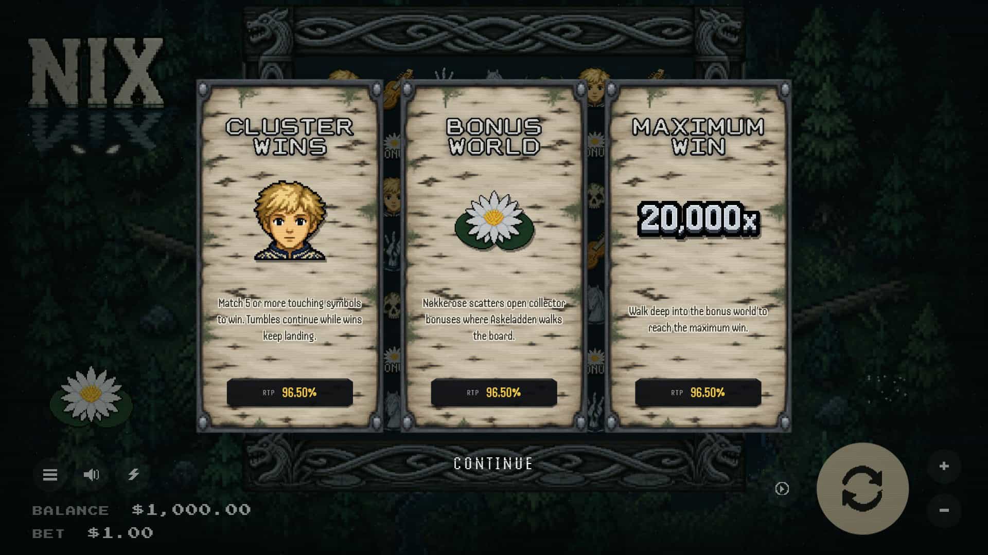 Nix slot intro screen