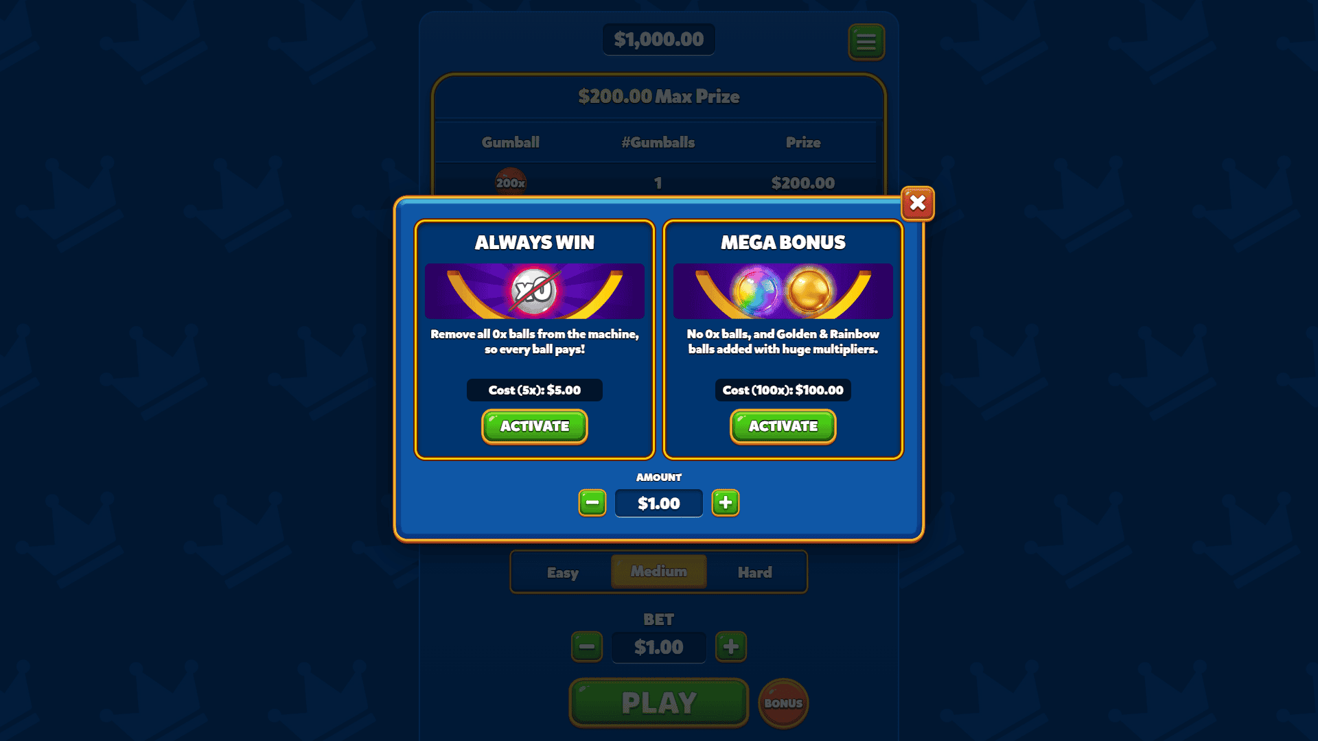 Pop Gum bonus buy menu