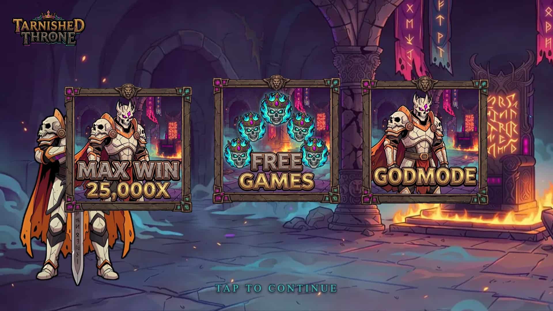 Tarnished Throne slot intro screen