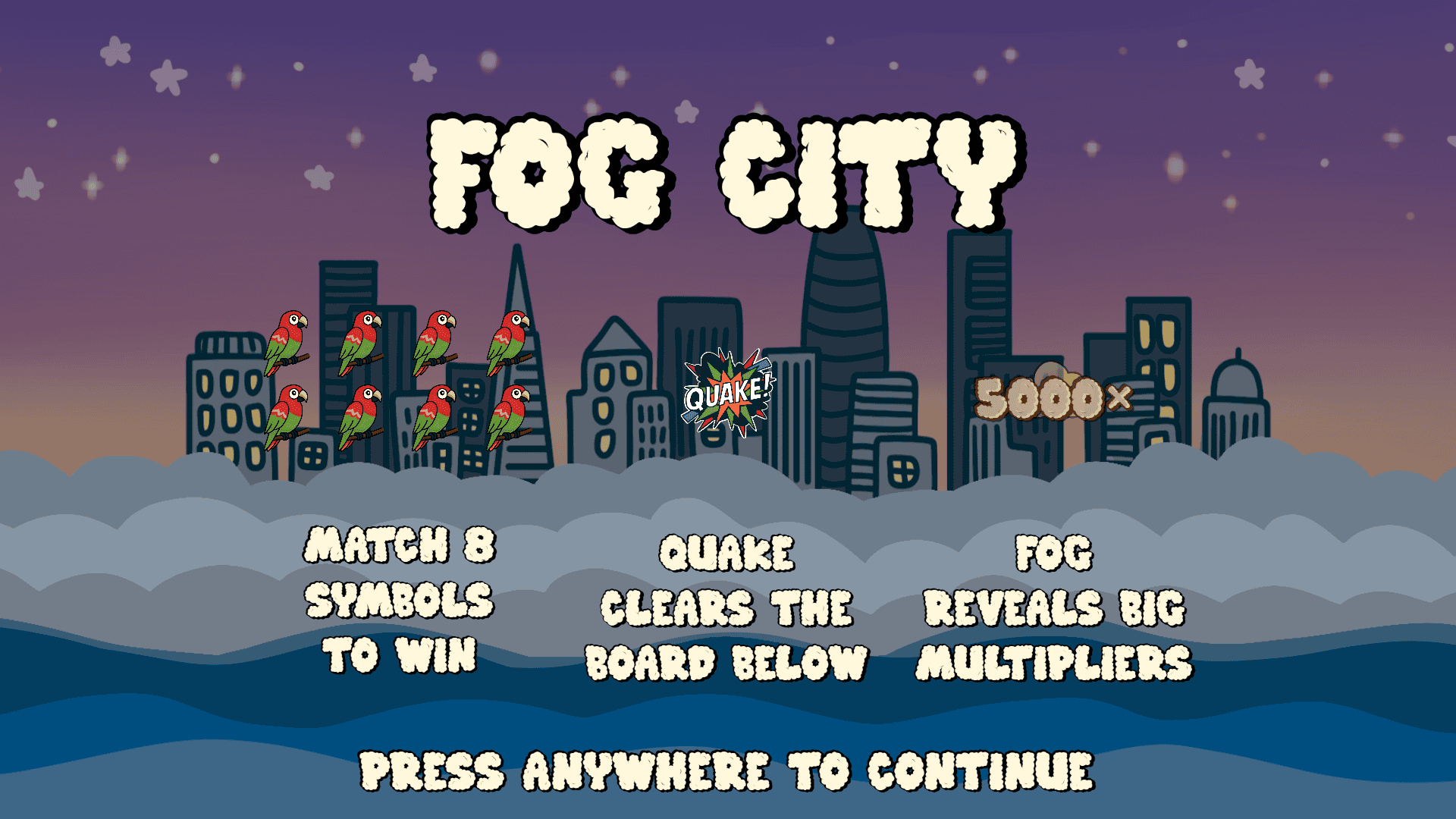 Fog City slot intro screen