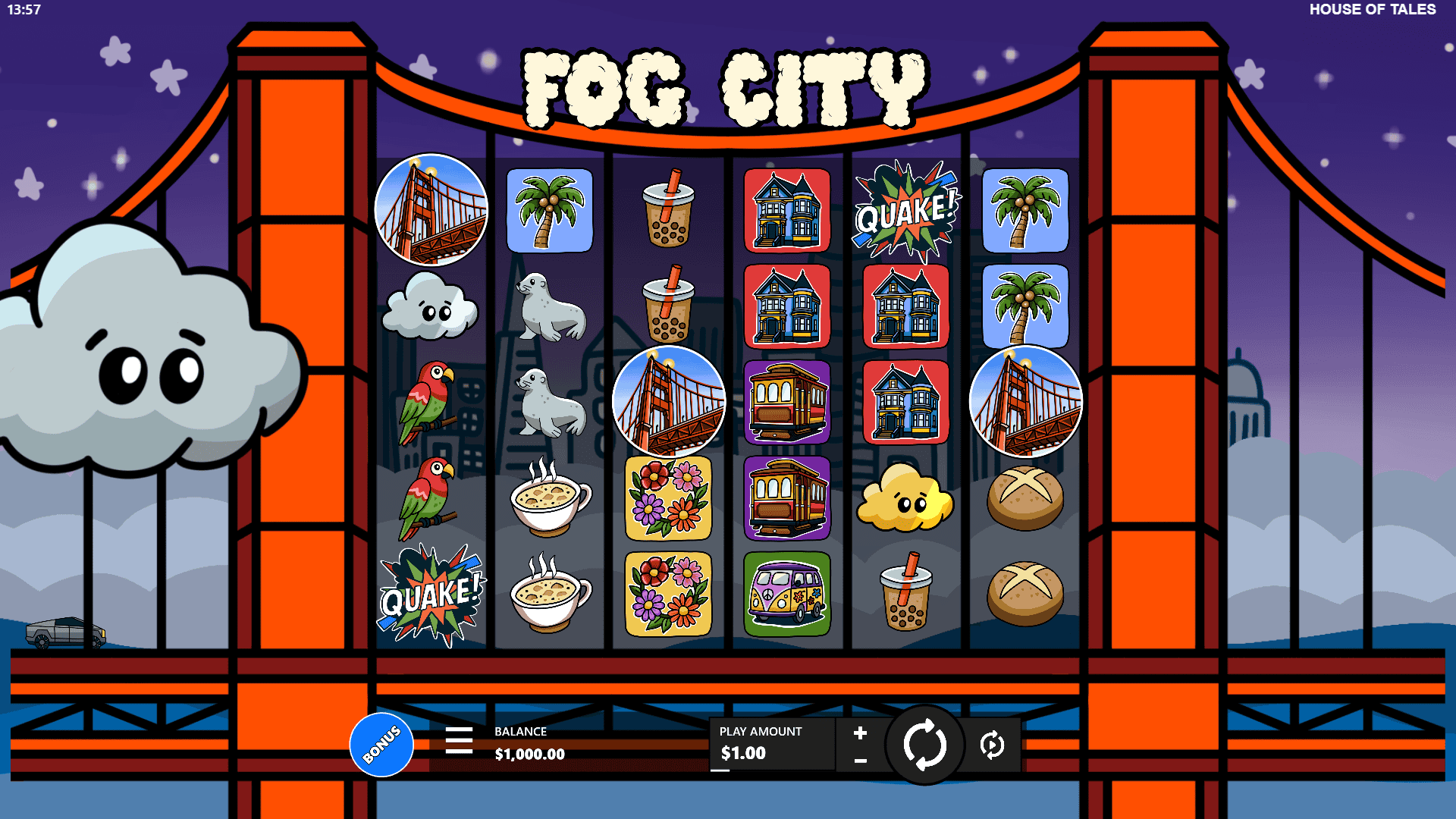 Fog City slot gameplay reels