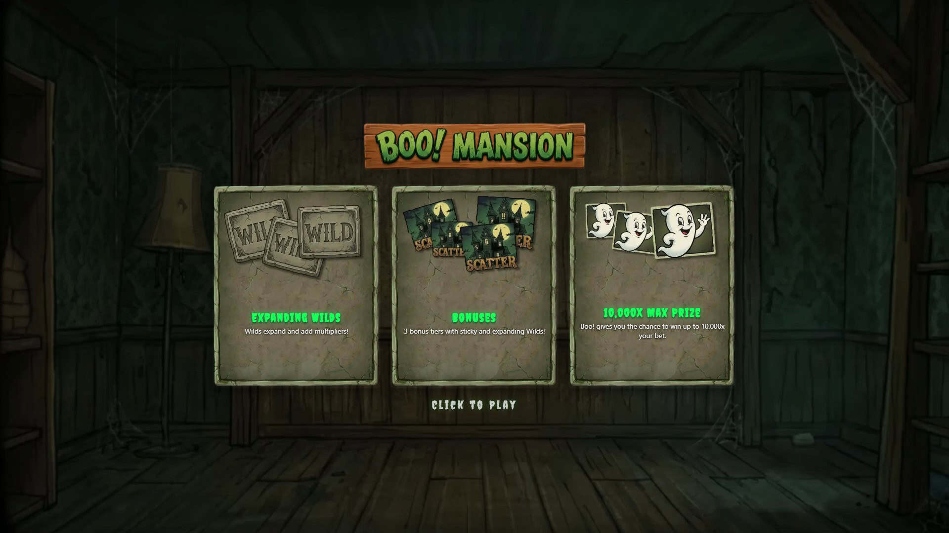 Boo! Mansion slot intro screen