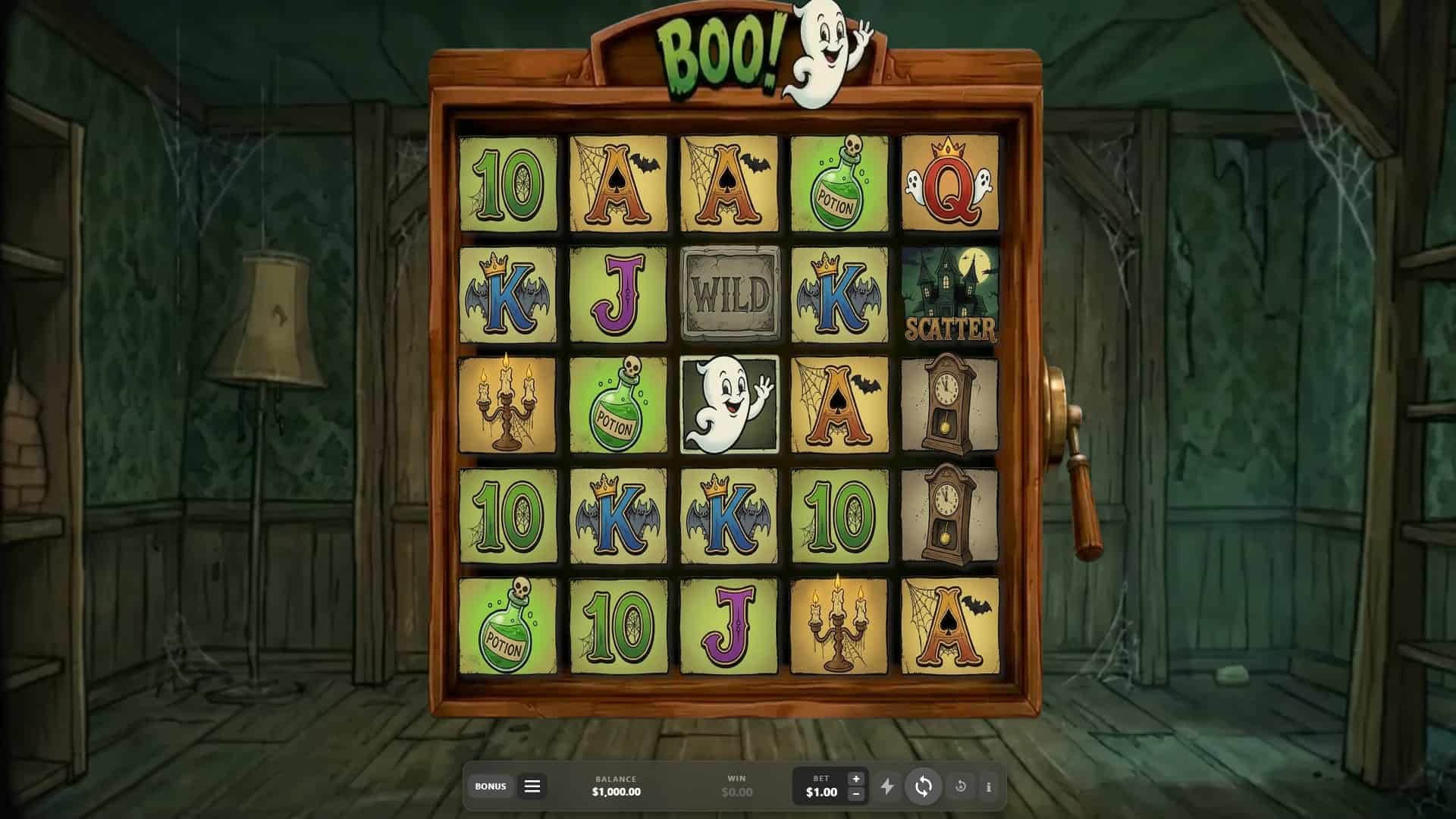 Boo! Mansion slot gameplay reels