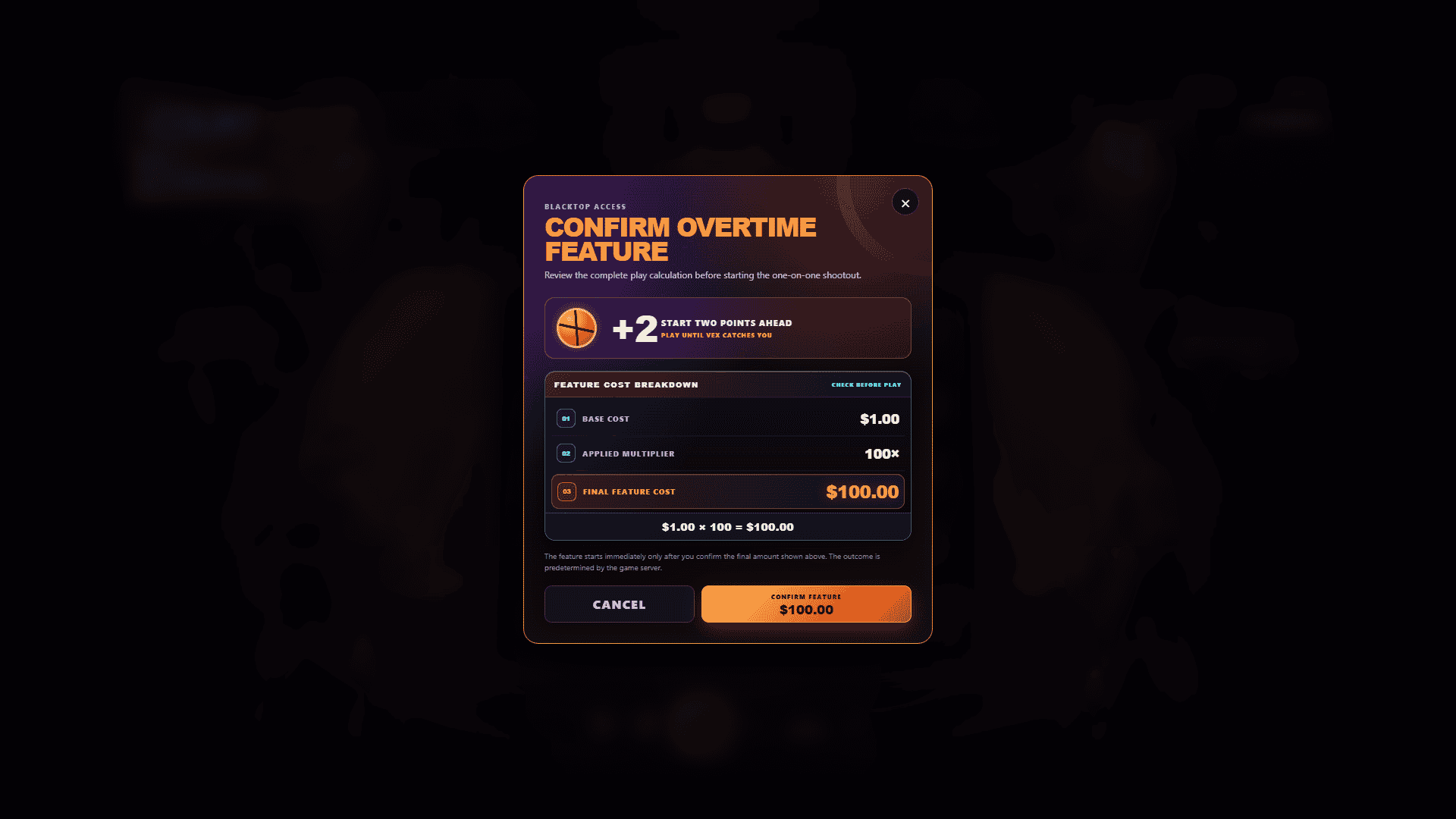 Court Heat bonus buy menu