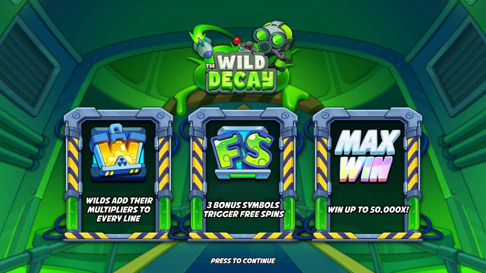 Wild Decay slot intro screen