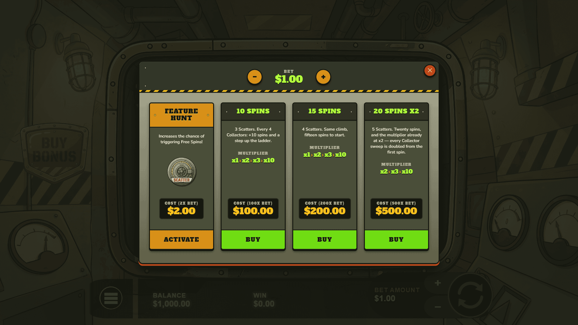 Big Bunker Bounty bonus buy menu