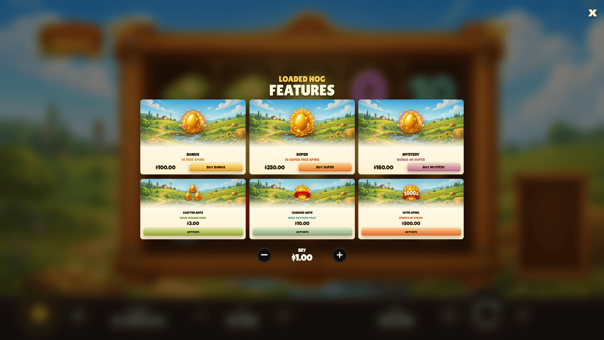 Loaded Hog bonus buy menu