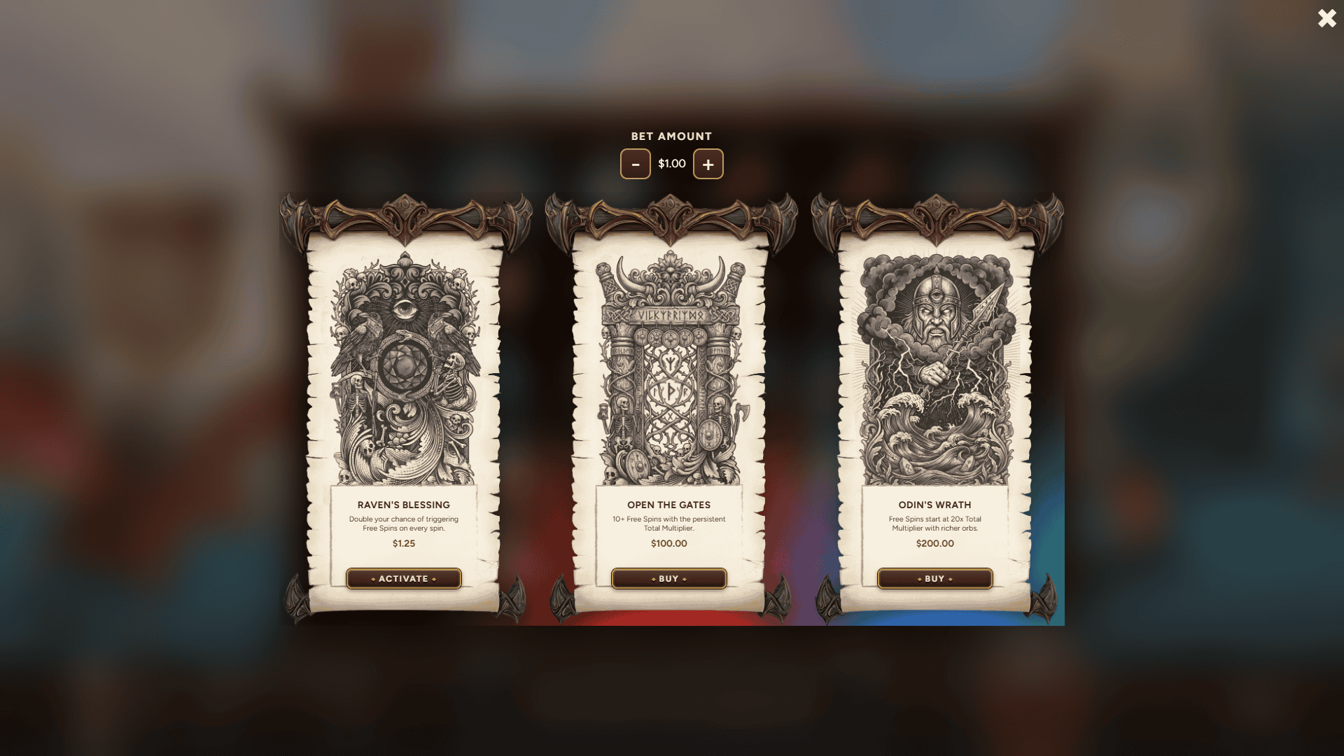Viking Rush bonus buy menu