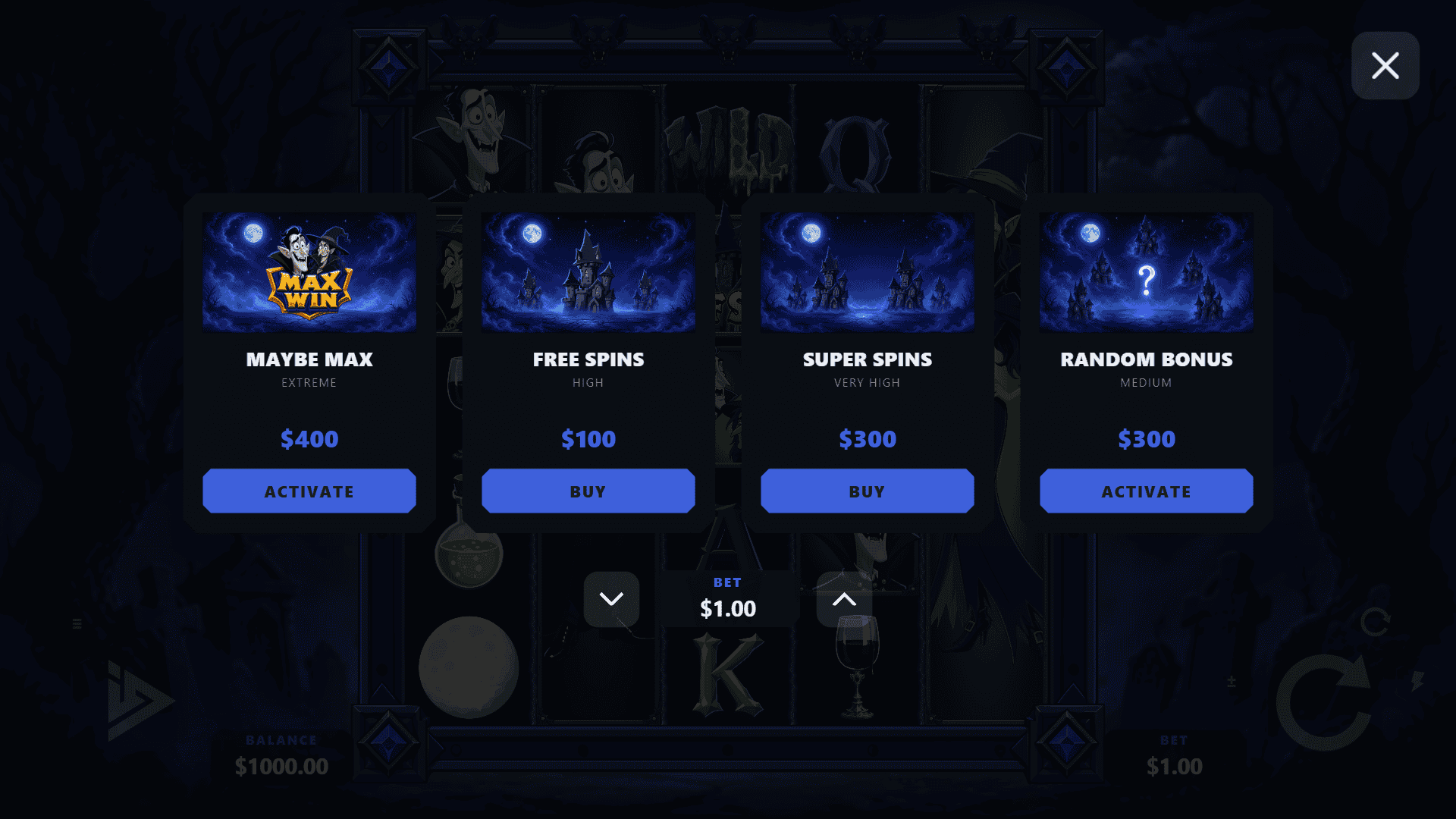 Vlad and Morgana bonus buy menu
