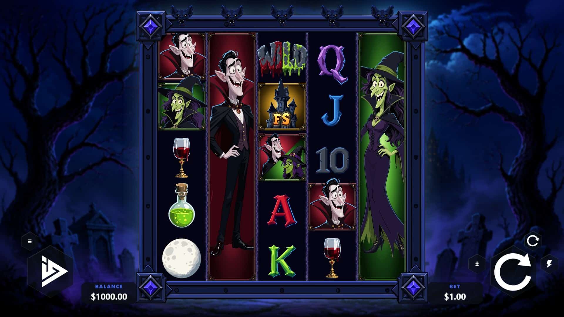 Vlad and Morgana slot gameplay reels
