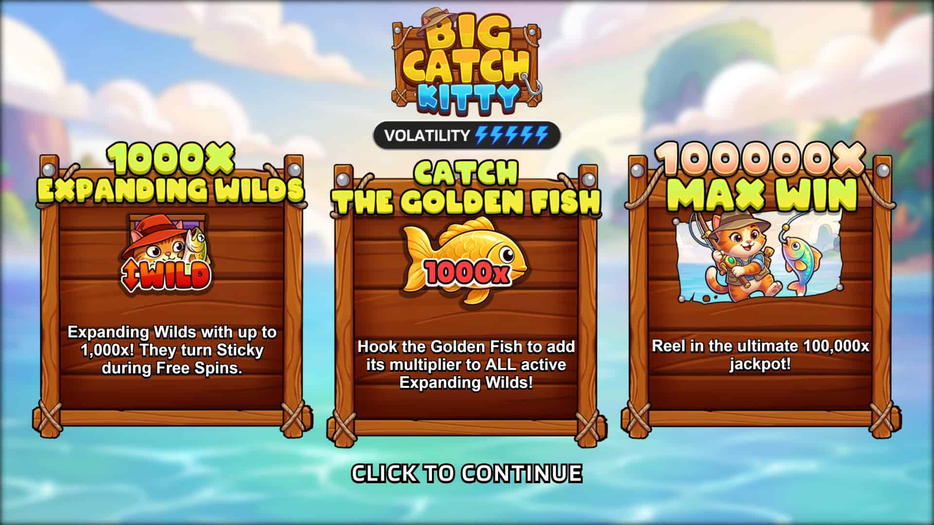 Big Catch Kitty slot intro screen