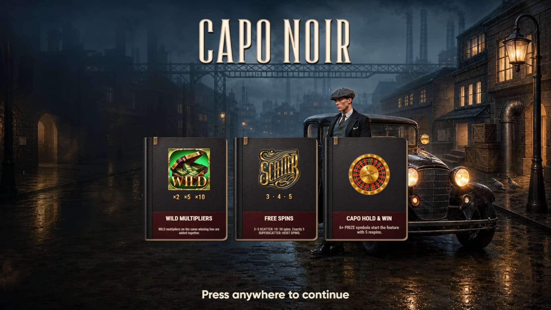 Capo Noir slot intro screen