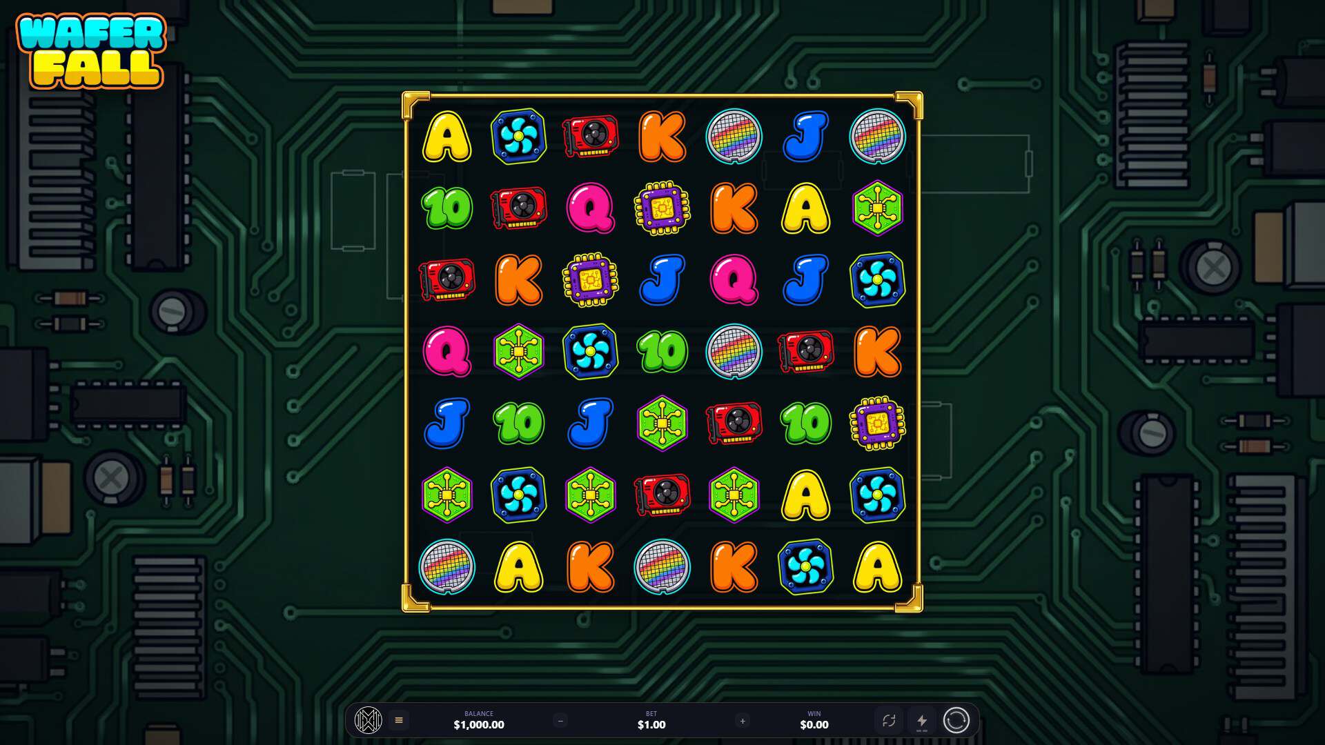 Wafer Fall slot gameplay reels