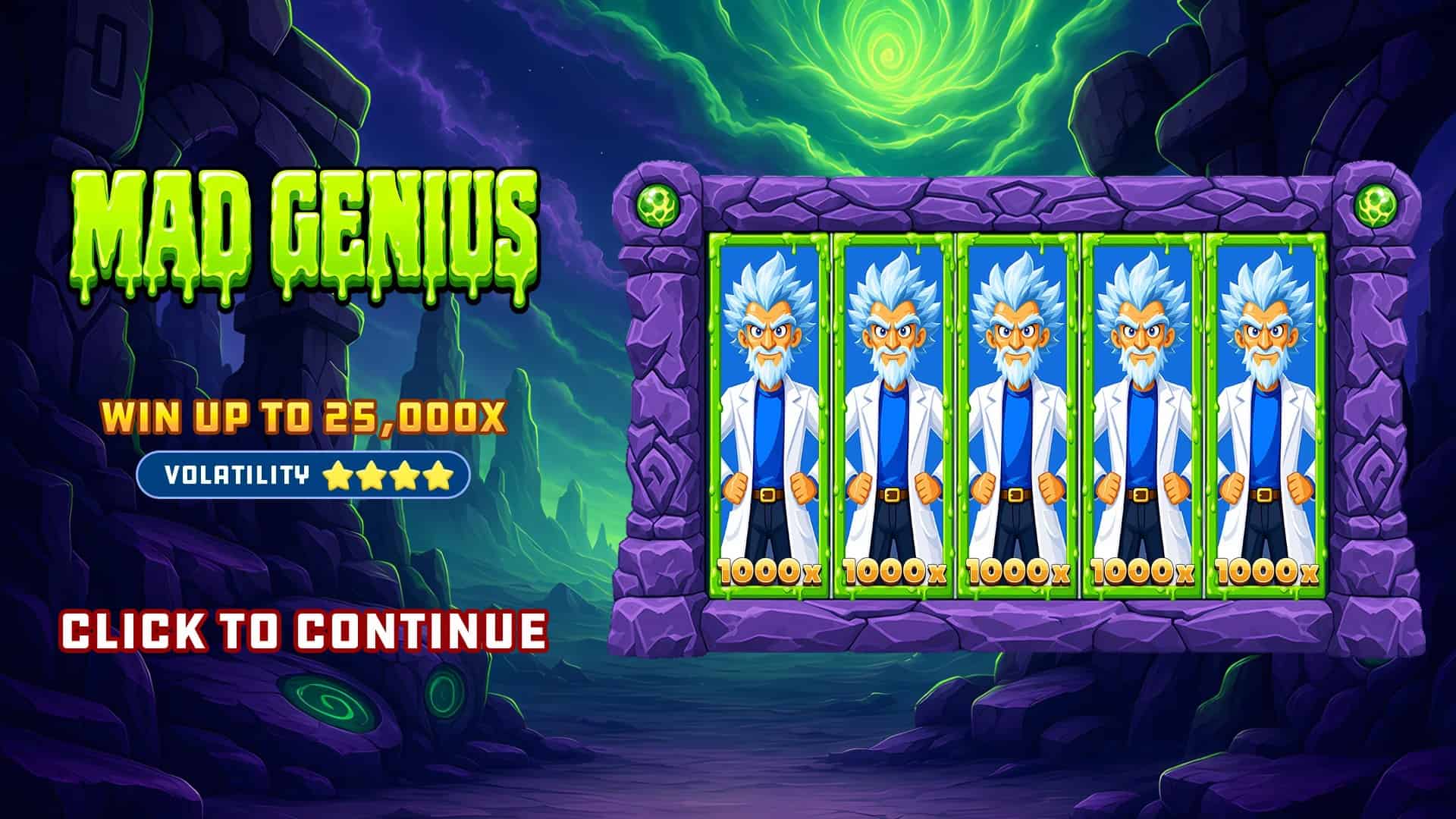 Mad Genius slot intro screen