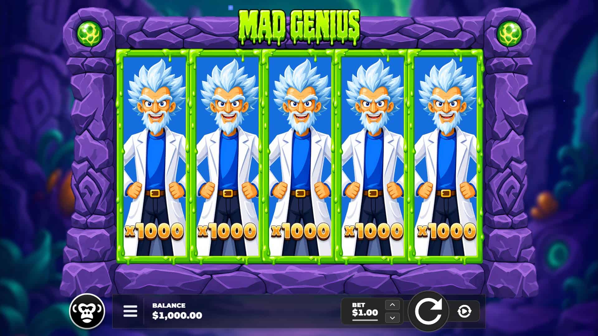 Mad Genius slot gameplay reels
