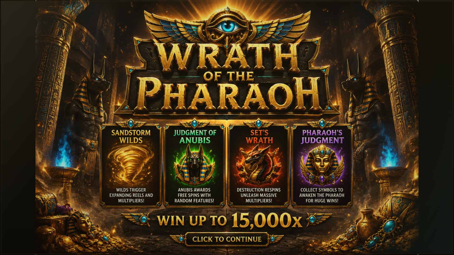 Wrath Of The Pharaoh slot intro screen