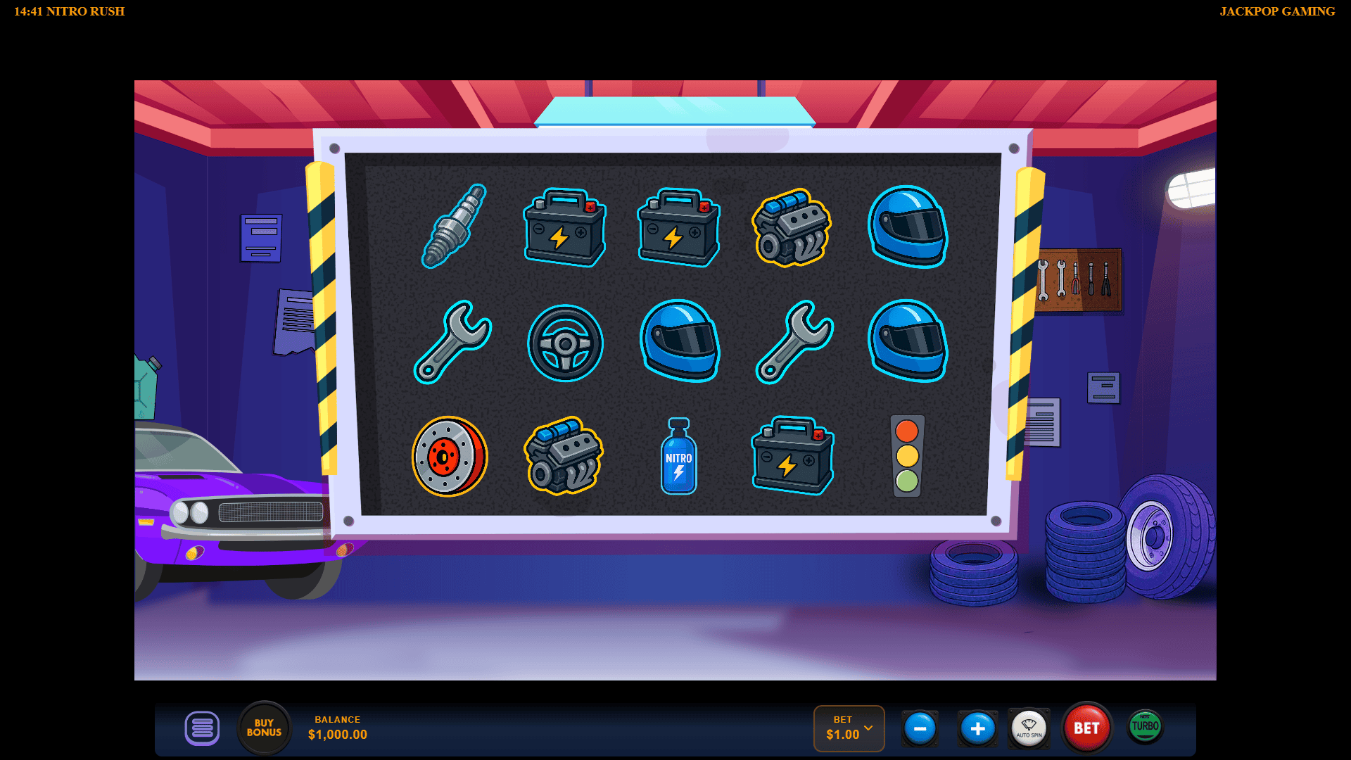 Nitro Rush slot gameplay reels