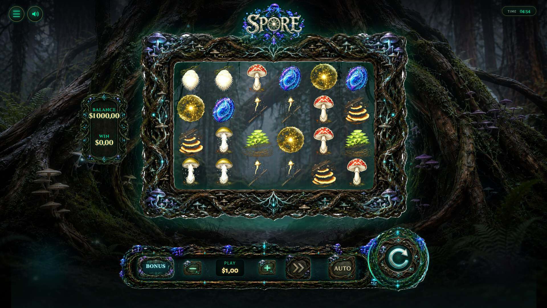 Spore slot gameplay reels
