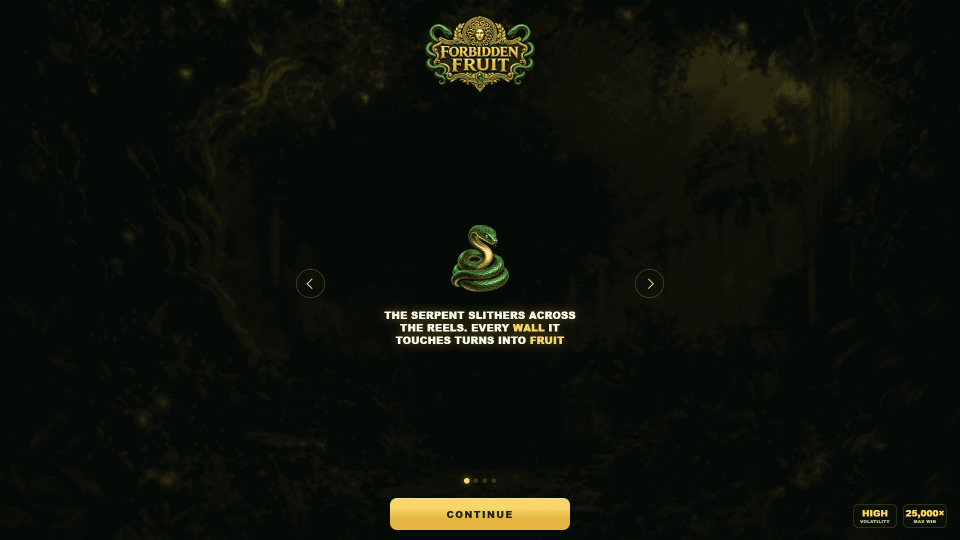 Forbidden Fruit slot intro screen