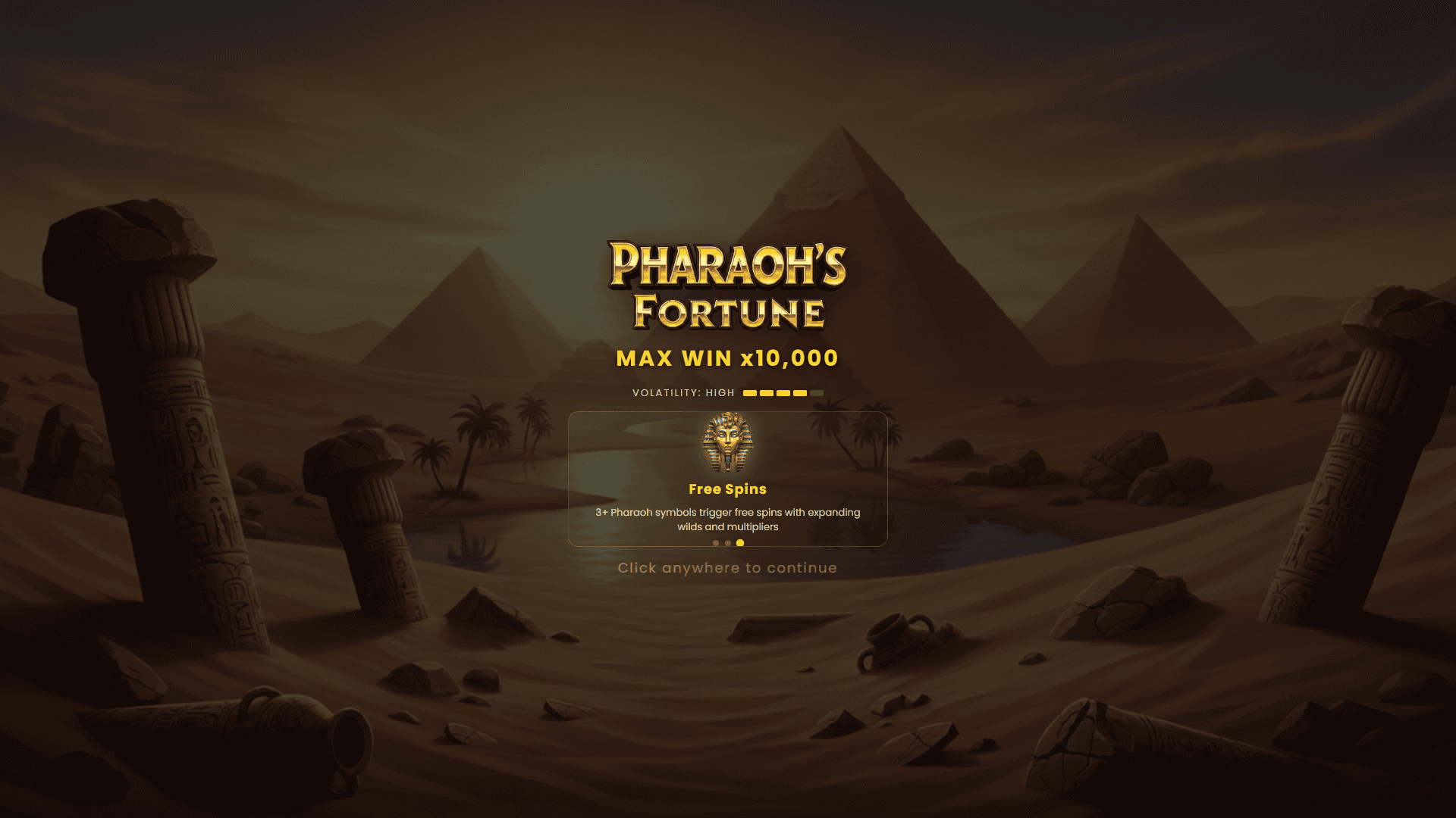 Pharaoh Fortune slot intro screen