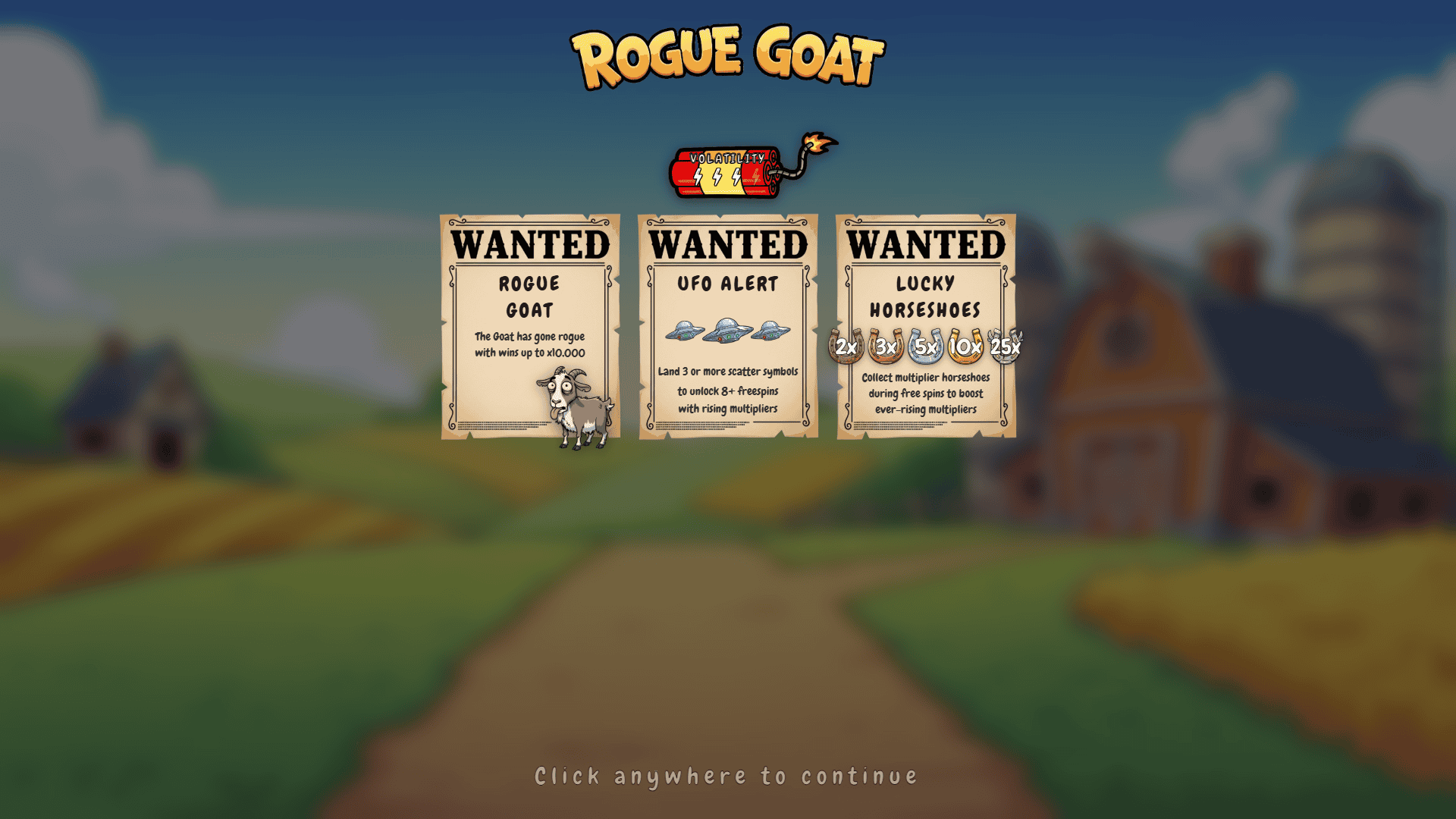 Rogue Goat slot intro screen