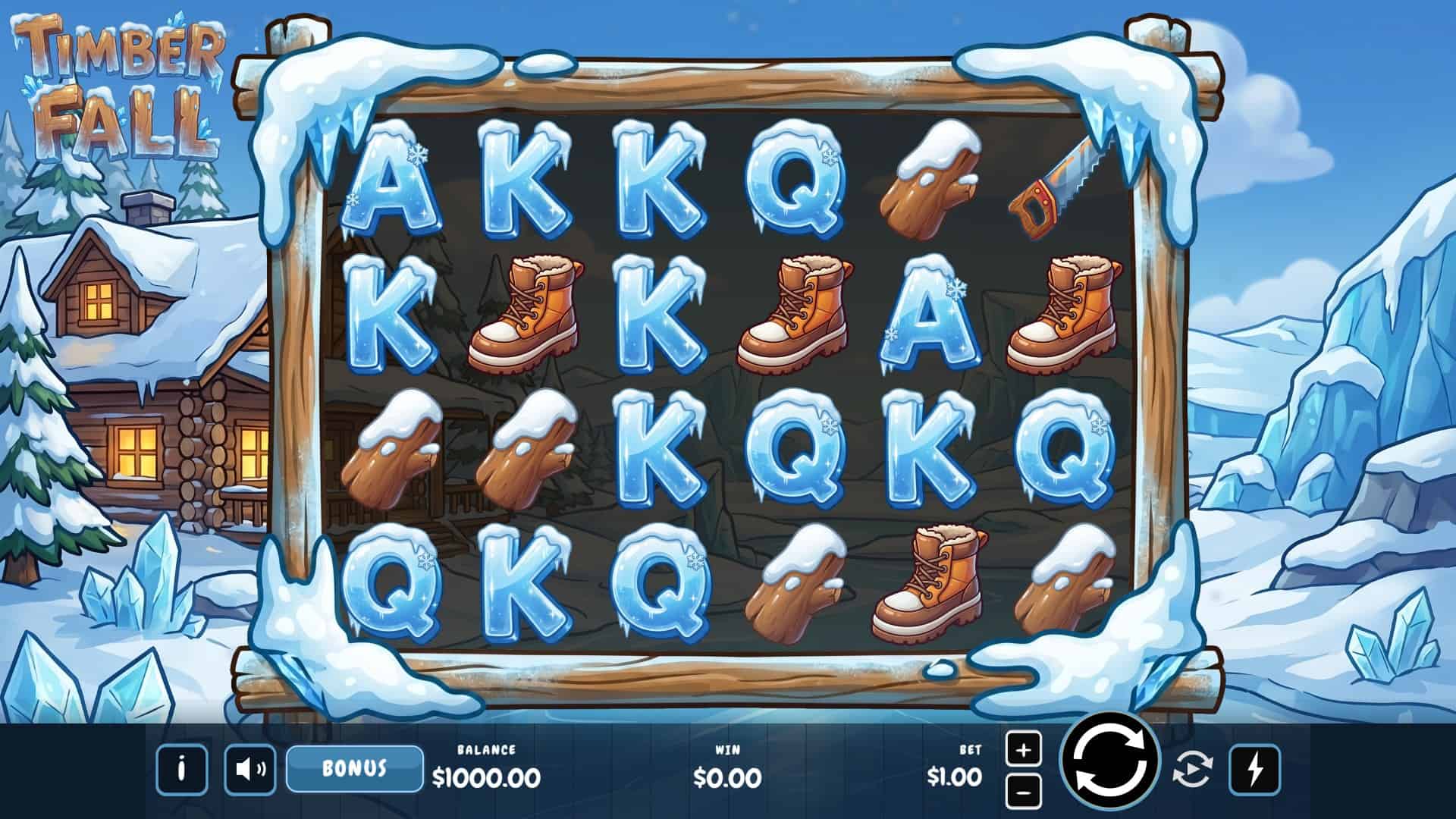 Timber Fall slot gameplay reels