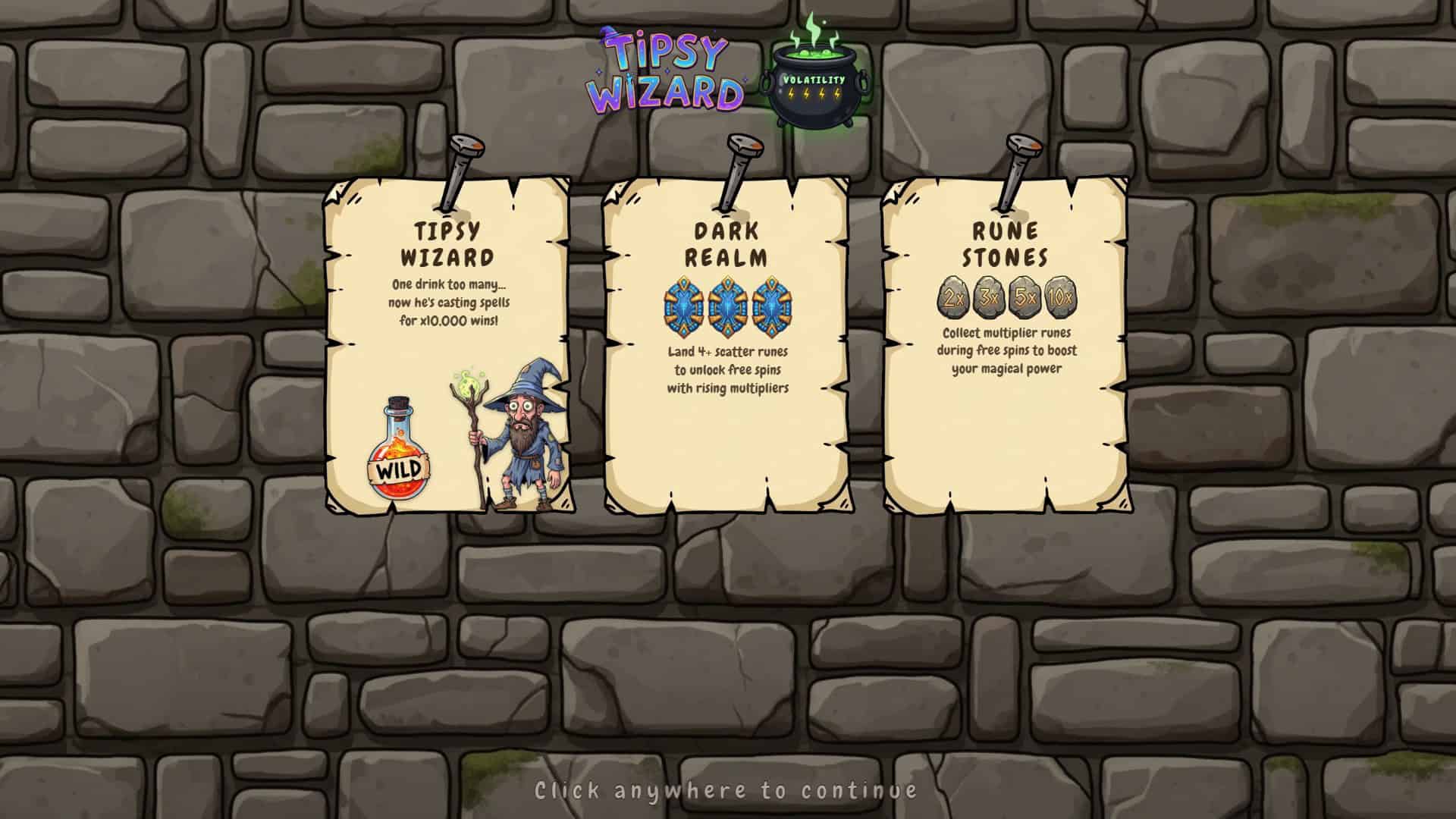 Tipsy Wizard slot intro screen