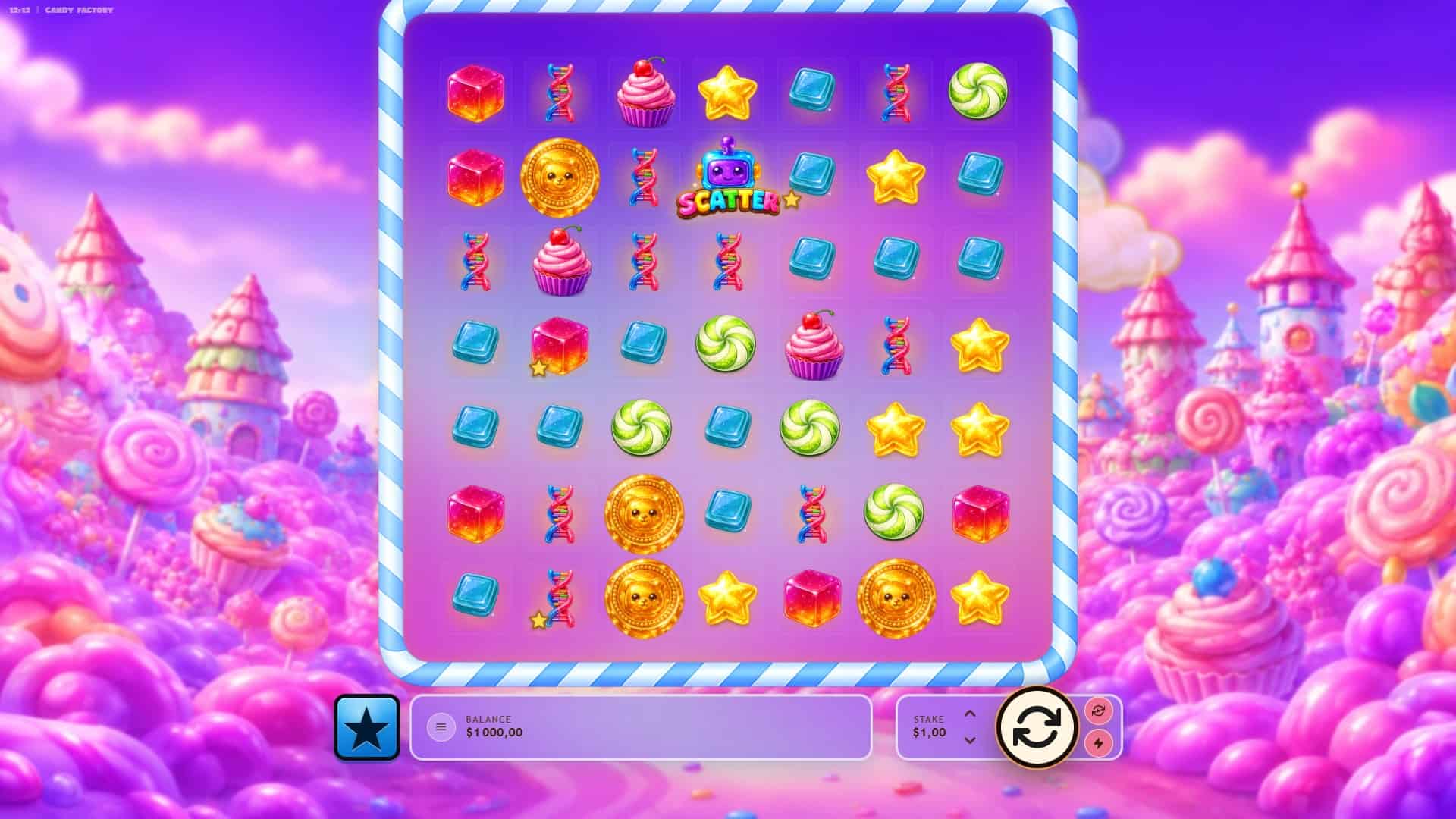Candy Factory slot gameplay reels