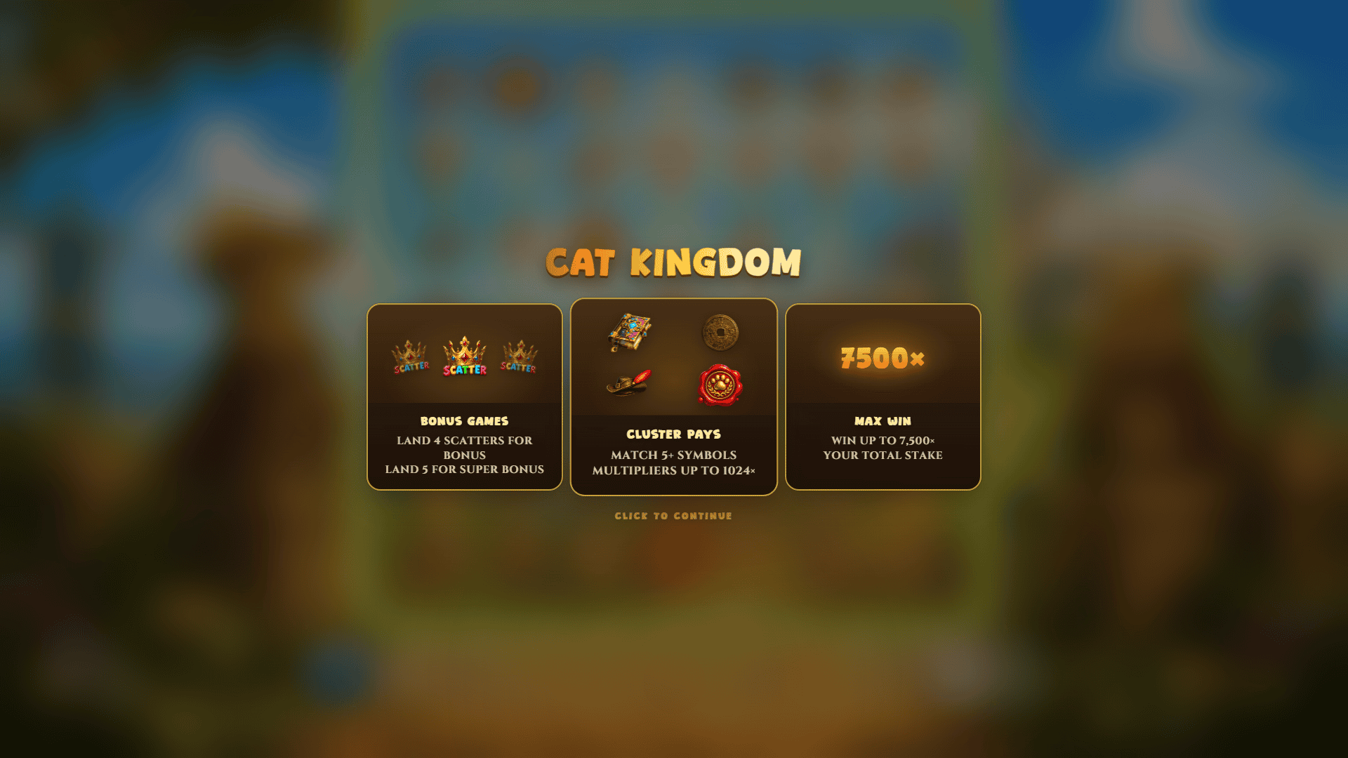 Cat Kingdom slot intro screen