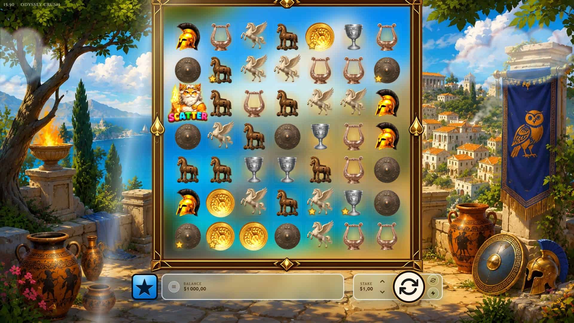 Odyssey Crush slot gameplay reels