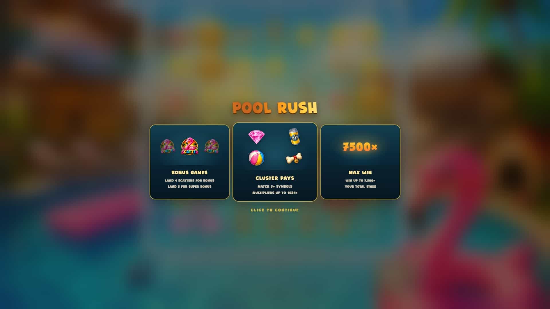 Pool Rush slot intro screen
