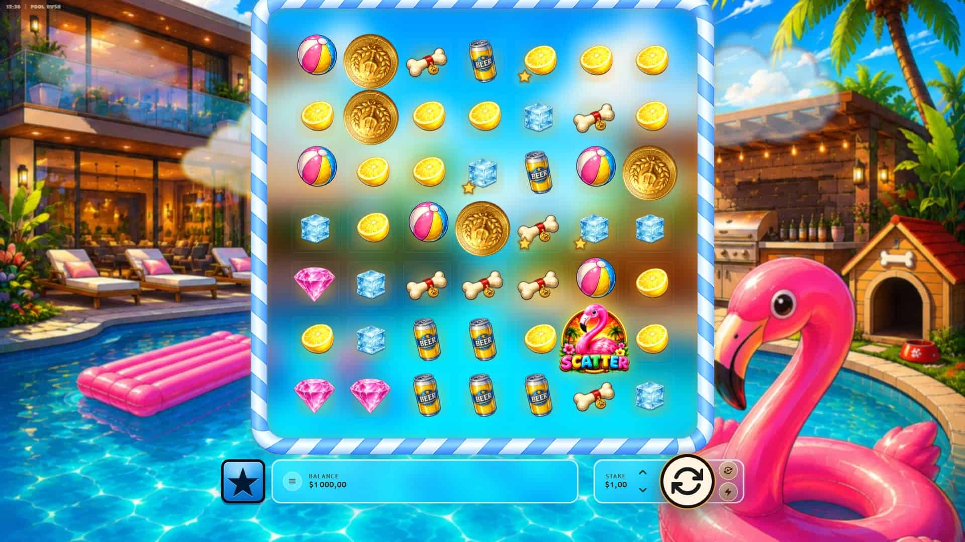Pool Rush slot gameplay reels