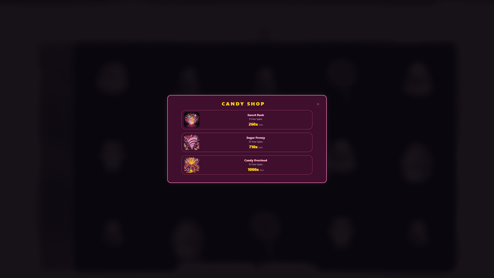 Candy Pop bonus buy menu