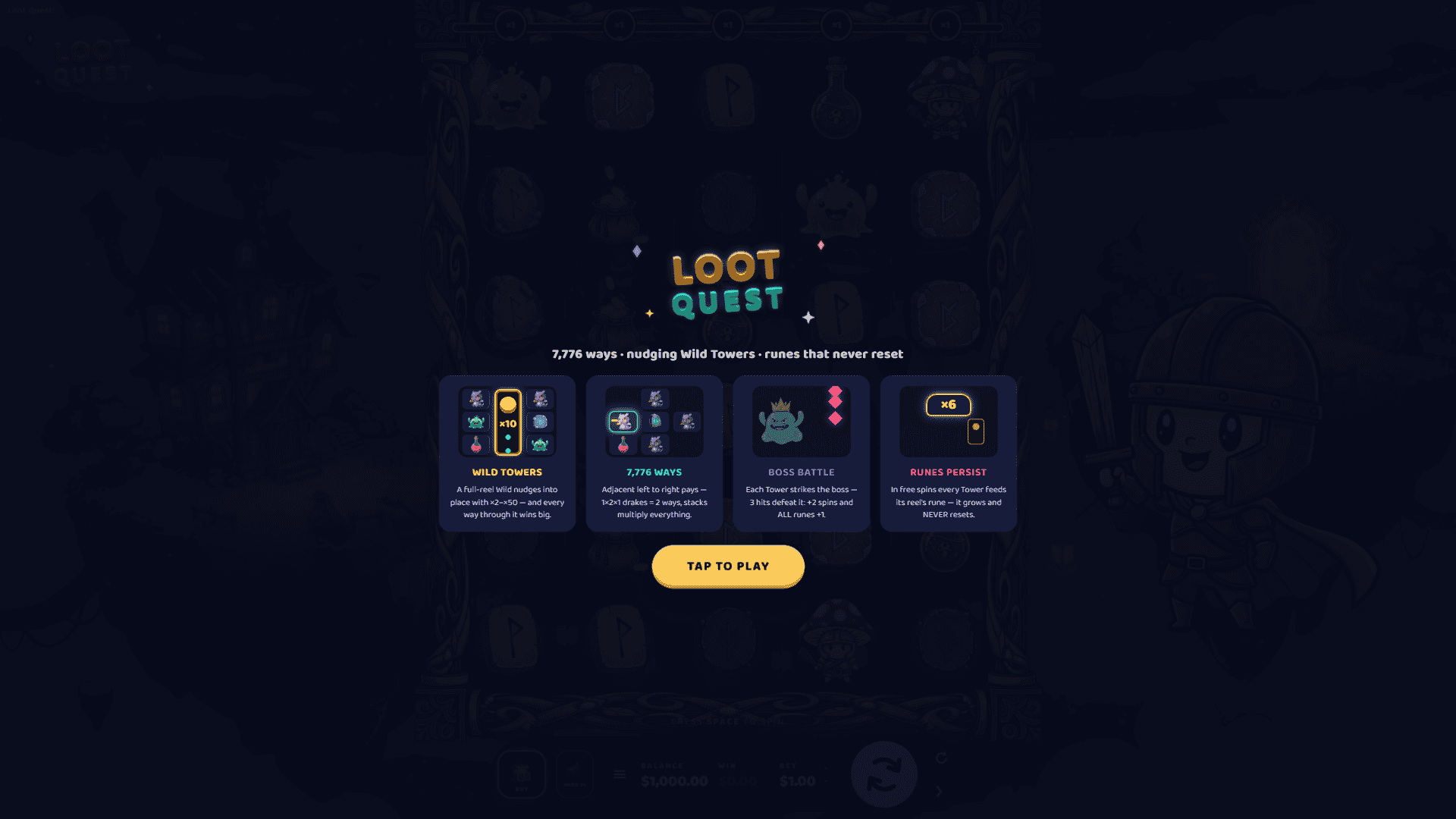 Loot Quest X slot intro screen