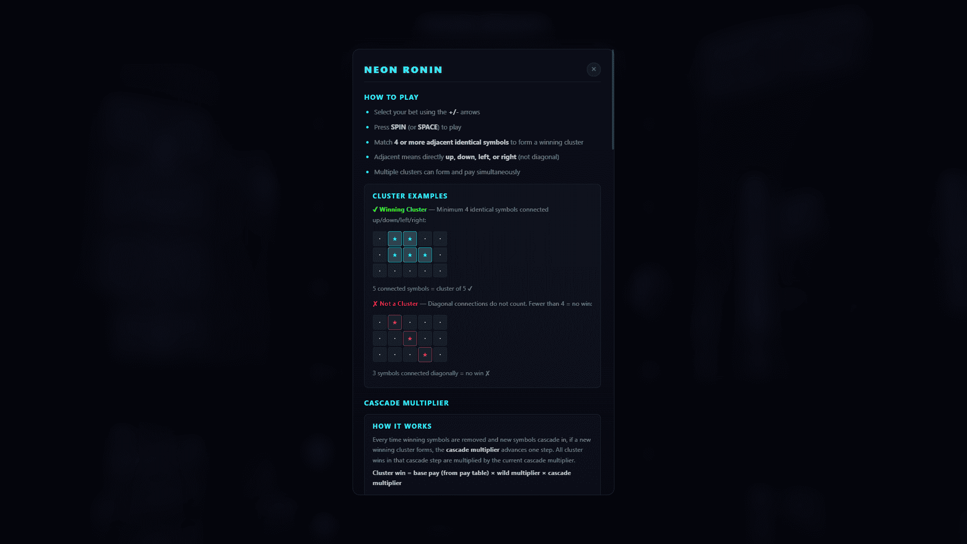 Neon Ronin bonus buy menu