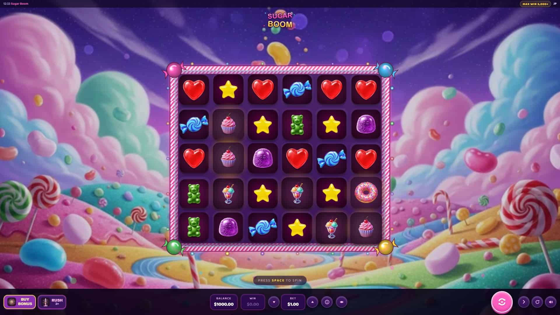 Sugar Boom slot gameplay reels